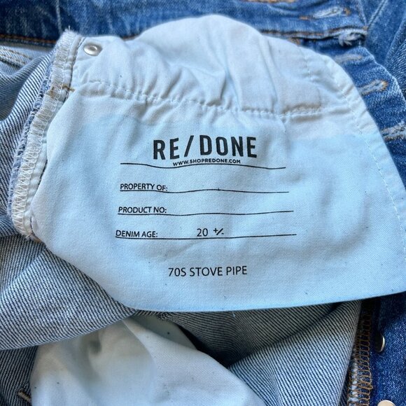 Re/Done Originals 70s Stove Pipe Denim Jeans in Dusted Blue Size 25 LIKE NEW - Picture 7 of 11